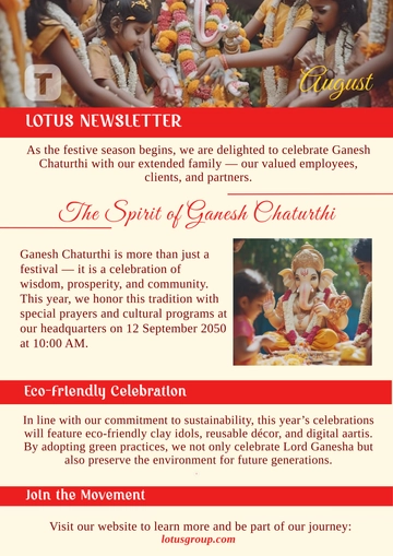 Free Ganesh Chaturthi Email Newsletter Template to Edit Online