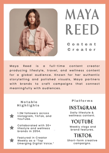 Free Content Creator Press Kit Template to Edit Online