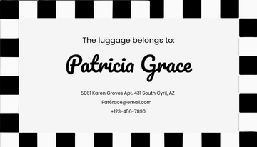 Free Black and White Luggage Tag Template to Edit Online