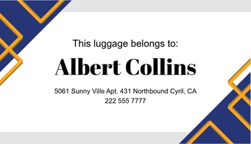 Free Business Luggage Tag Template to Edit Online