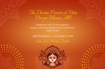 Free Simple Durga Puja Banner Template to Edit Online