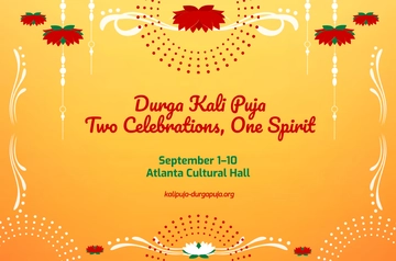 Free Yellow Durga Kali Puja Banner Template to Edit Online