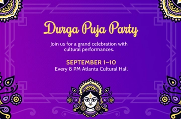 Free Unique Durga Puja Banner Template to Edit Online