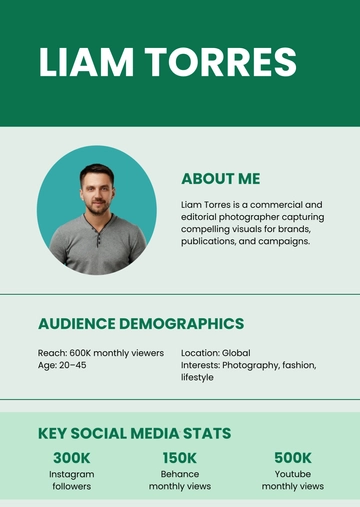 Free Photographer Press Kit (EPK) Template to Edit Online