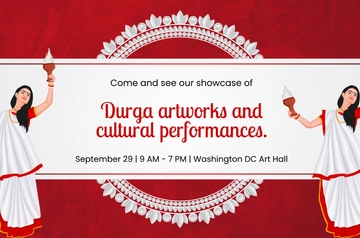 Free Durga Puja Illustration Banner Template to Edit Online