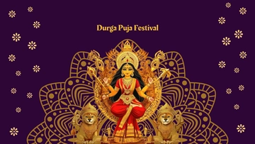 Free Purple Durga Puja Festival Background Template to Edit Online