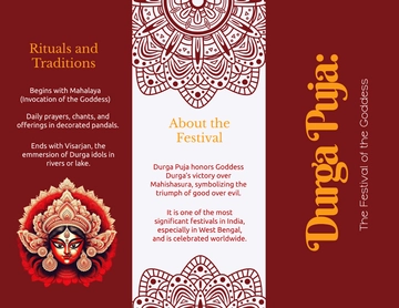 Free Simple Durga Puja Brochure Template to Edit Online