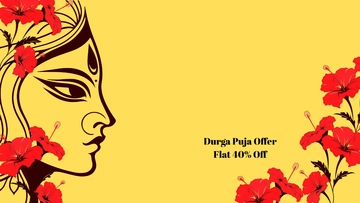 Free Simple Durga Puja Offer Background Template to Edit Online