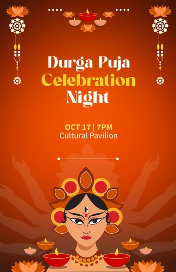 Free Blank Durga Puja Celebration Template to Edit Online