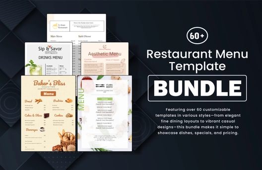 60+ Restaurant Menu Template Bundle