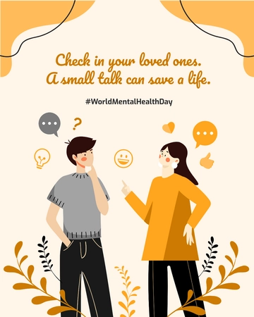 Free Yellow World Mental Health Day Instagram Post Template to Edit Online