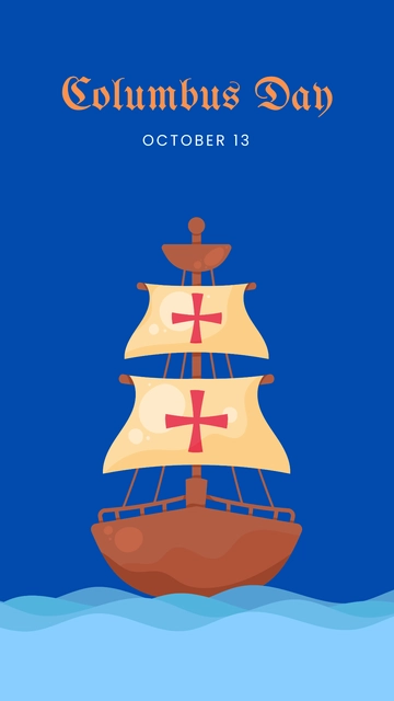 Free Blue Columbus Day Art Template to Edit Online