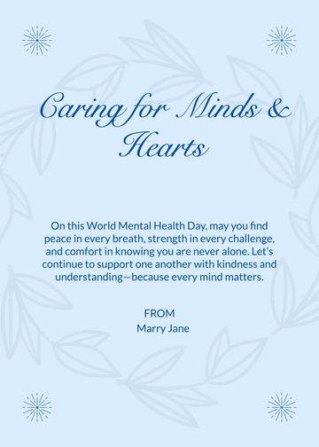 Free Blue World Mental Health Day Greeting Card Template to Edit Online