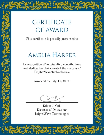 Free Vertical Award Certificate Template to Edit Online