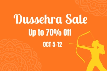 Free Orange Dussehra Offer Banner Template to Edit Online