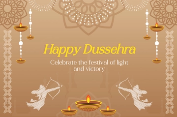 Free Brown Dussehra Photo Banner Template to Edit Online