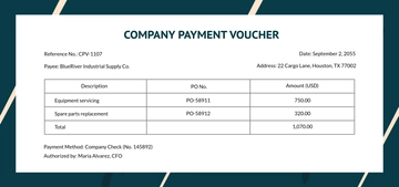 Free Company Payment Voucher Template to Edit Online