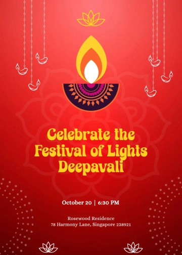 Free Deepavali Invitation Card Template to Edit Online