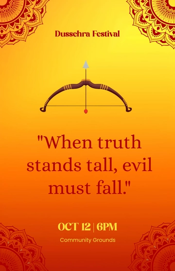 Free Simple Dussehra Quotes Poster Template to Edit Online