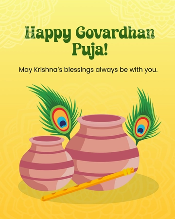 Free Happy Govardhan Puja Facebook Post Template to Edit Online