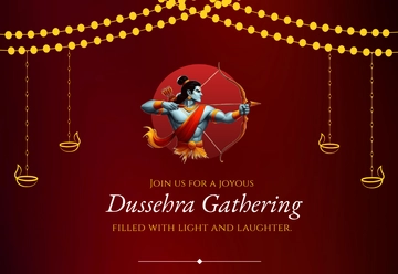 Free Blank Dussehra Invitation Card Template to Edit Online