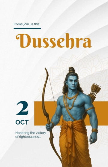 Free Modern Dussehra Invitation Poster Template to Edit Online