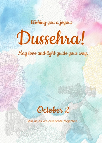 Free Colorful Dussehra Wishes Invitation Template to Edit Online