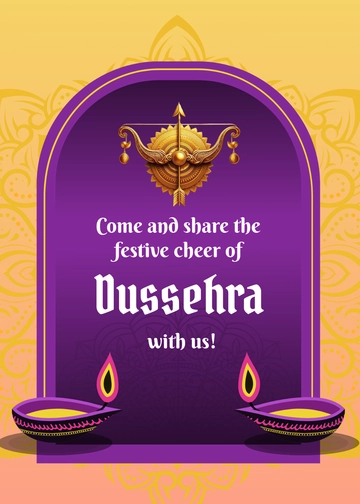 Free Traditional Dussehra Invitation Template to Edit Online