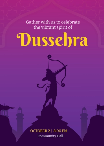 Free Grand Dussehra Invitation Template to Edit Online