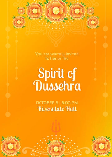 Free Floral Dussehra Invitation Template to Edit Online