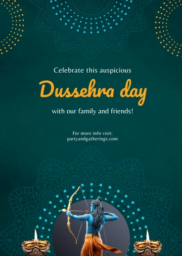 Free Simple Dussehra Party Invitation Template to Edit Online