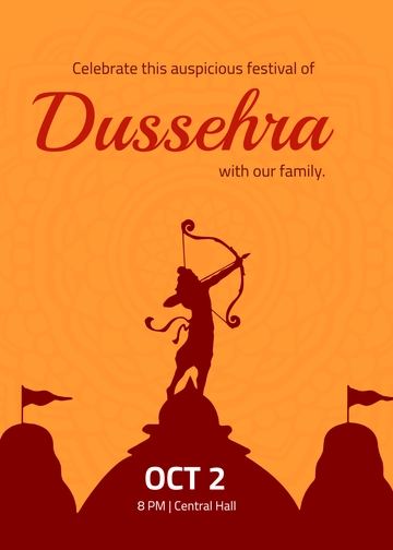 Free Silhouette Dussehra Invitation Template to Edit Online