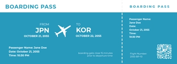 Free Airplane Boarding Pass Ticket Template to Edit Online
