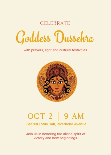 Free Goddess Dussehra Invitation Template to Edit Online