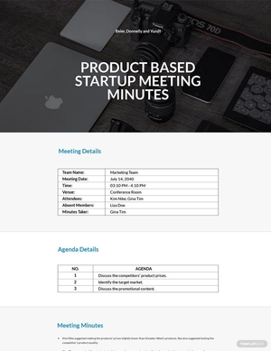 Product Based Startup Meeting Minutes Template