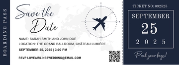 Free Boarding Pass Wedding Invitation Template to Edit Online