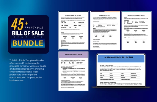 45+ Printable Bill of Sale Template Bundle