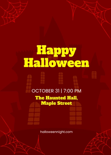 Free Red Halloween Invitation Card Template to Edit Online