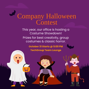 Free Halloween Costume Contest LinkedIn Post Template to Edit Online