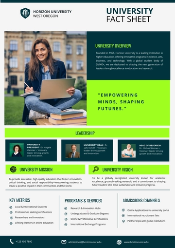 Free University Fact Sheet Template to Edit Online