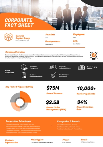 Free Corporate Fact Sheet Template to Edit Online