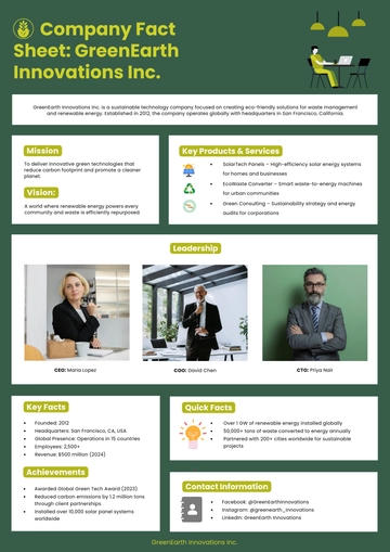 Free Company Fact Sheet Template to Edit Online