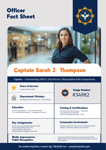 Free Officer Fact Sheet Template to Edit Online