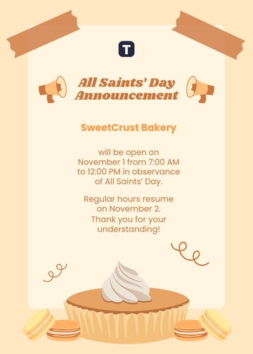 Free All Saints' Day Announcement Template to Edit Online