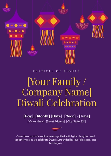 Free Editable Diwali Invitation Template to Edit Online