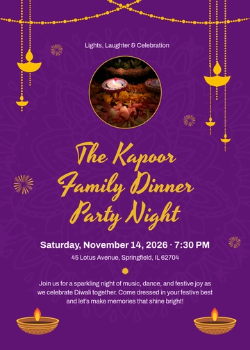 Free Party Diwali Invitation Template to Edit Online