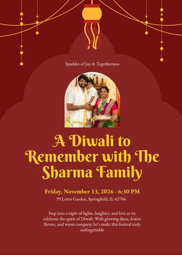 Free Unique Diwali Invitation Template to Edit Online
