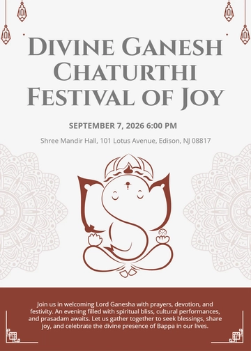 Free Editable Ganesh Chaturthi Invitation Template to Edit Online