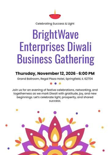 Free Business Diwali Invitation Template to Edit Online