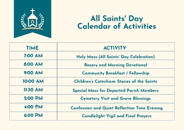 Free All Saints' Day Calendar Template to Edit Online